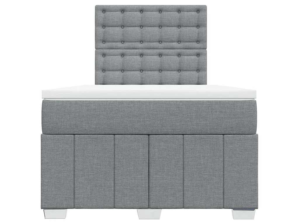 Cama box spring con colchón tela gris claro 120x190 cm