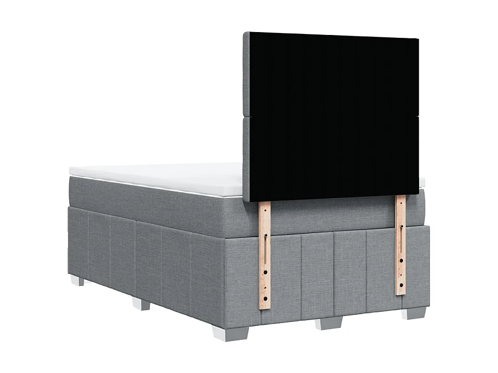 Cama box spring con colchón tela gris claro 120x190 cm