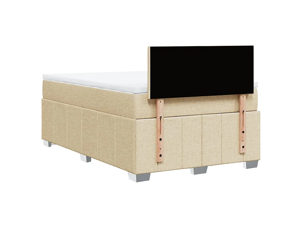 Sommier à lattes de lit avec matelas crème 120x190 cm tissu