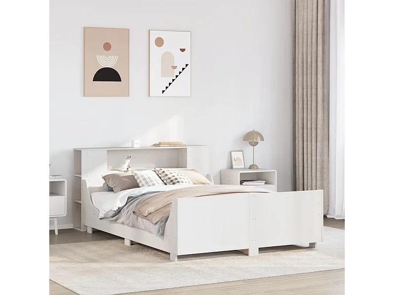 Bedframe zonder matras massief grenenhout wit 120x190 cm