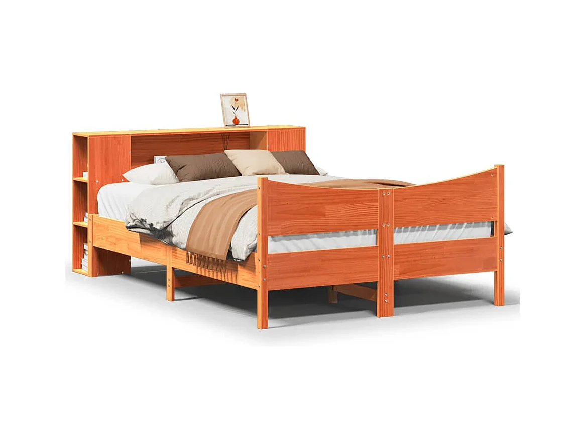 Cadre de lit sans matelas cire marron 120x200cm bois pin massif