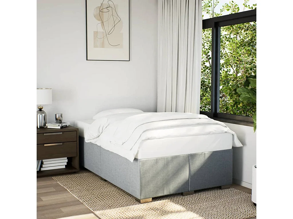 Cadre de lit sans matelas gris clair 120x190 cm tissu