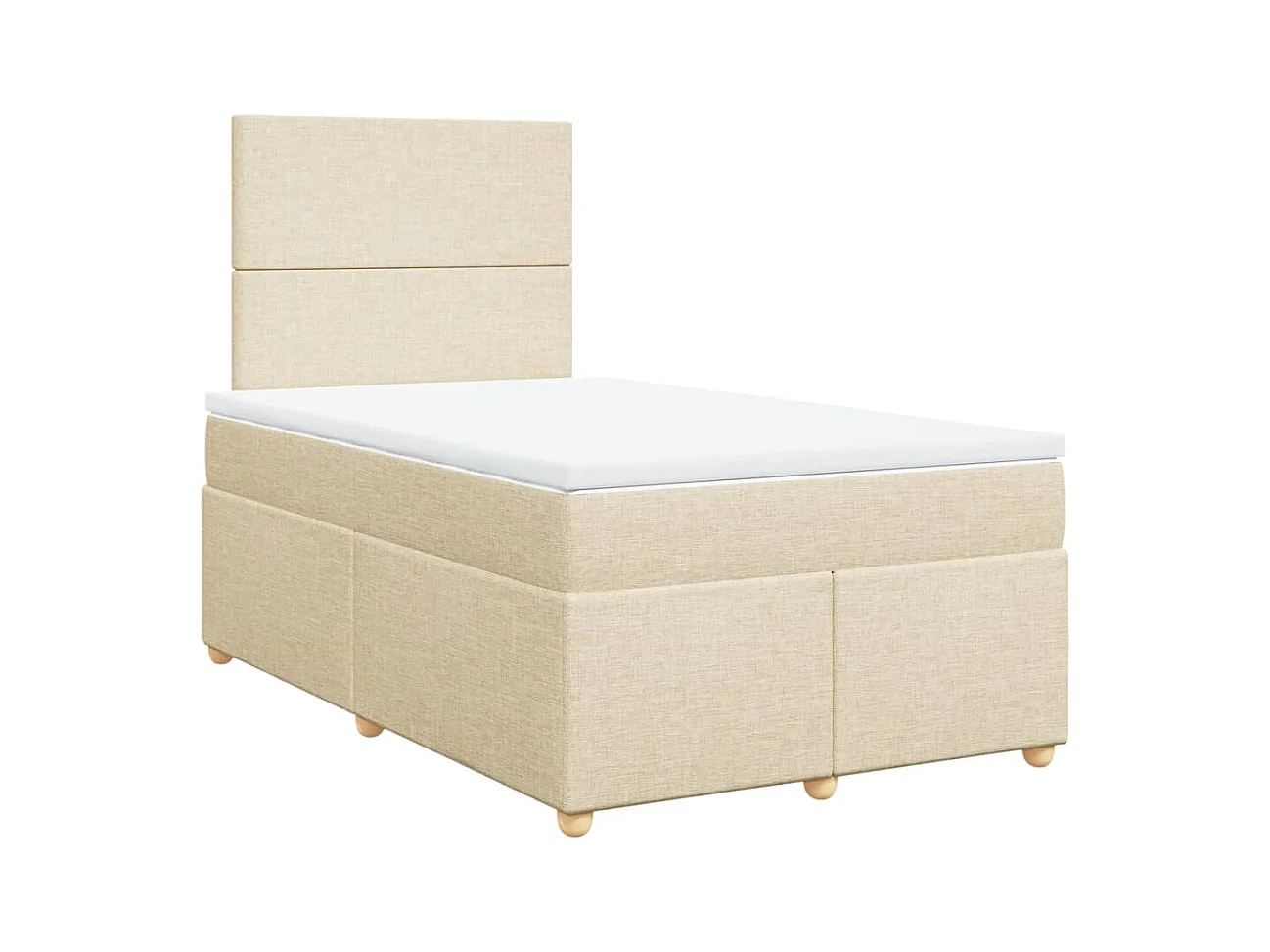 Sommier à lattes de lit avec matelas crème 120x190 cm tissu