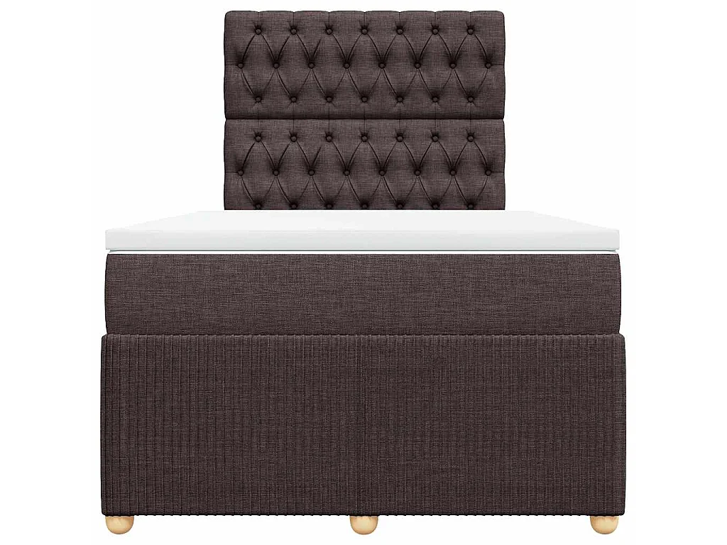 Cama box spring con colchón tela marrón oscuro 120x190 cm