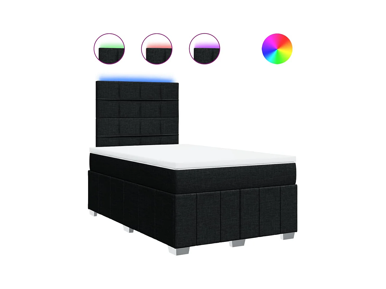 Sommier à lattes de lit avec matelas noir 120x190 cm tissu