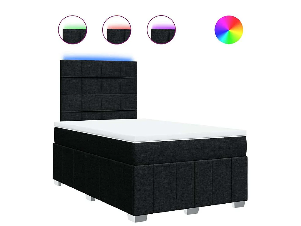 Cama boxspring com colchão 120x190 cm tecido preto