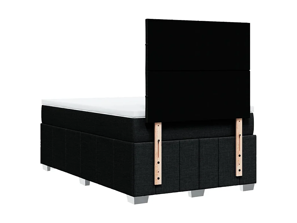 Cama boxspring com colchão 120x190 cm tecido preto