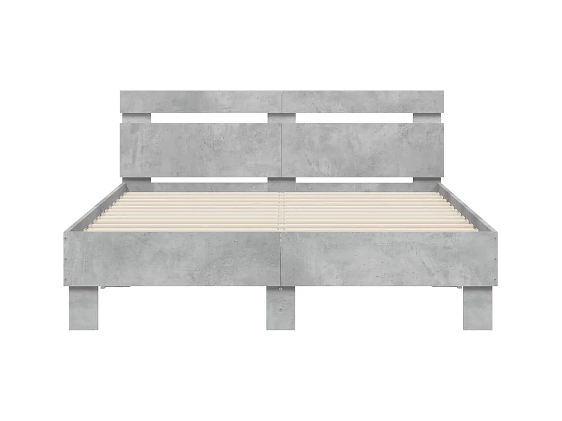 Cadre de lit avec LED sans matelas gris béton 120x190 cm