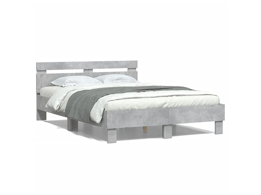 Cadre de lit avec LED sans matelas gris béton 120x190 cm