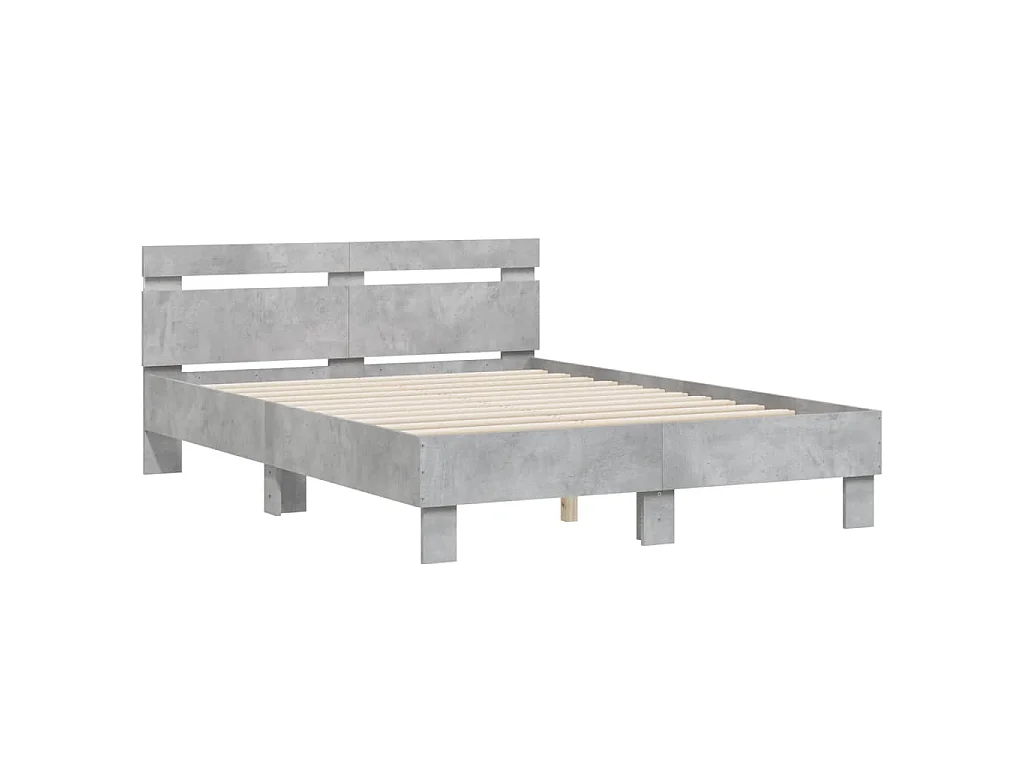 Cadre de lit avec LED sans matelas gris béton 120x190 cm