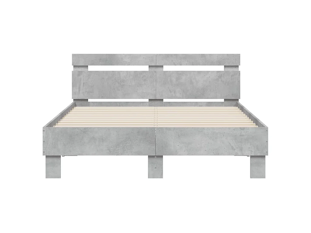 Cadre de lit avec LED sans matelas gris béton 120x190 cm