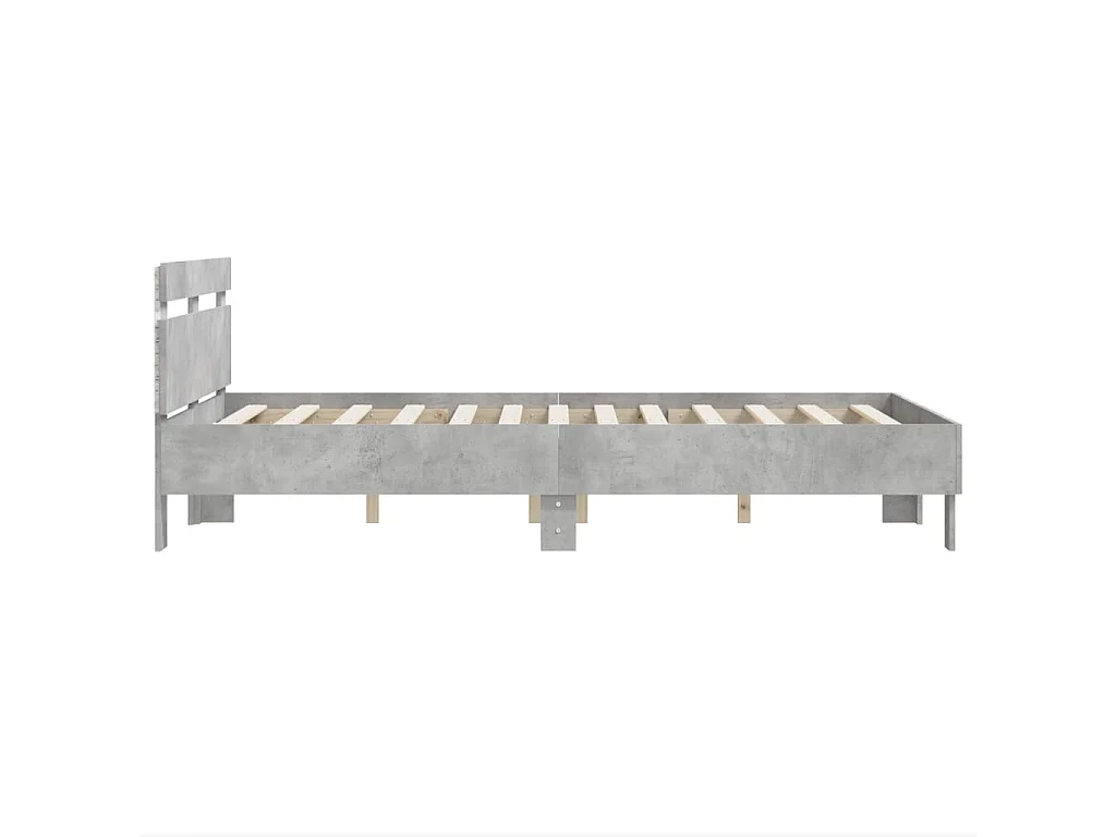 Cadre de lit avec LED sans matelas gris béton 120x190 cm