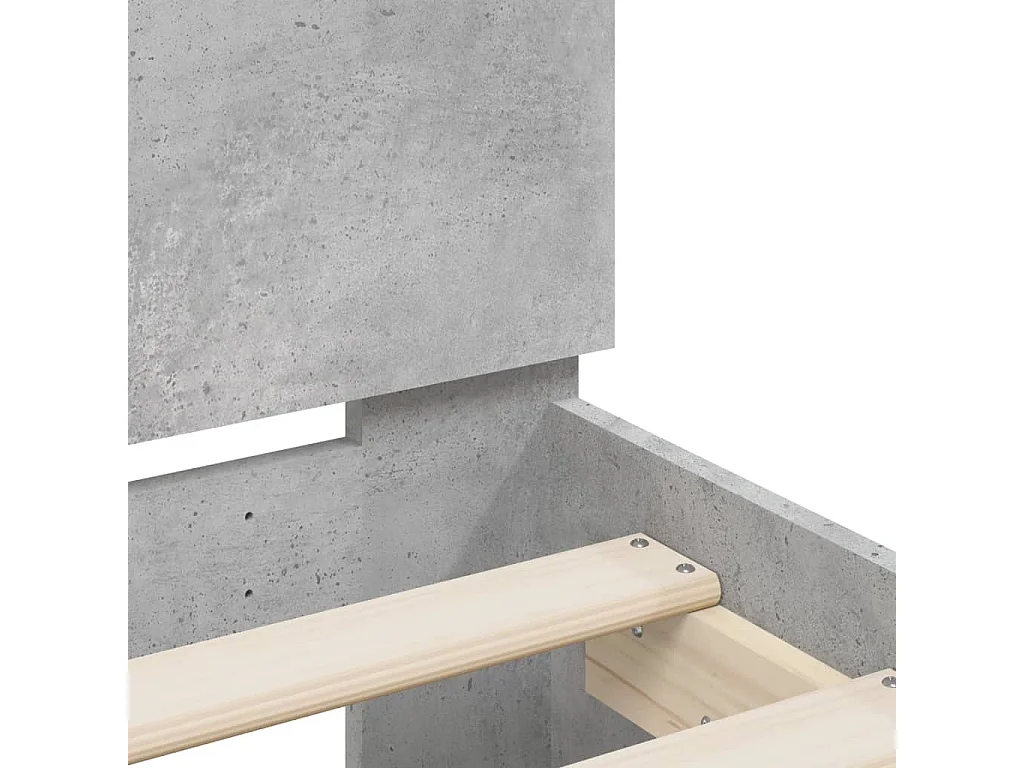 Cadre de lit avec LED sans matelas gris béton 120x190 cm