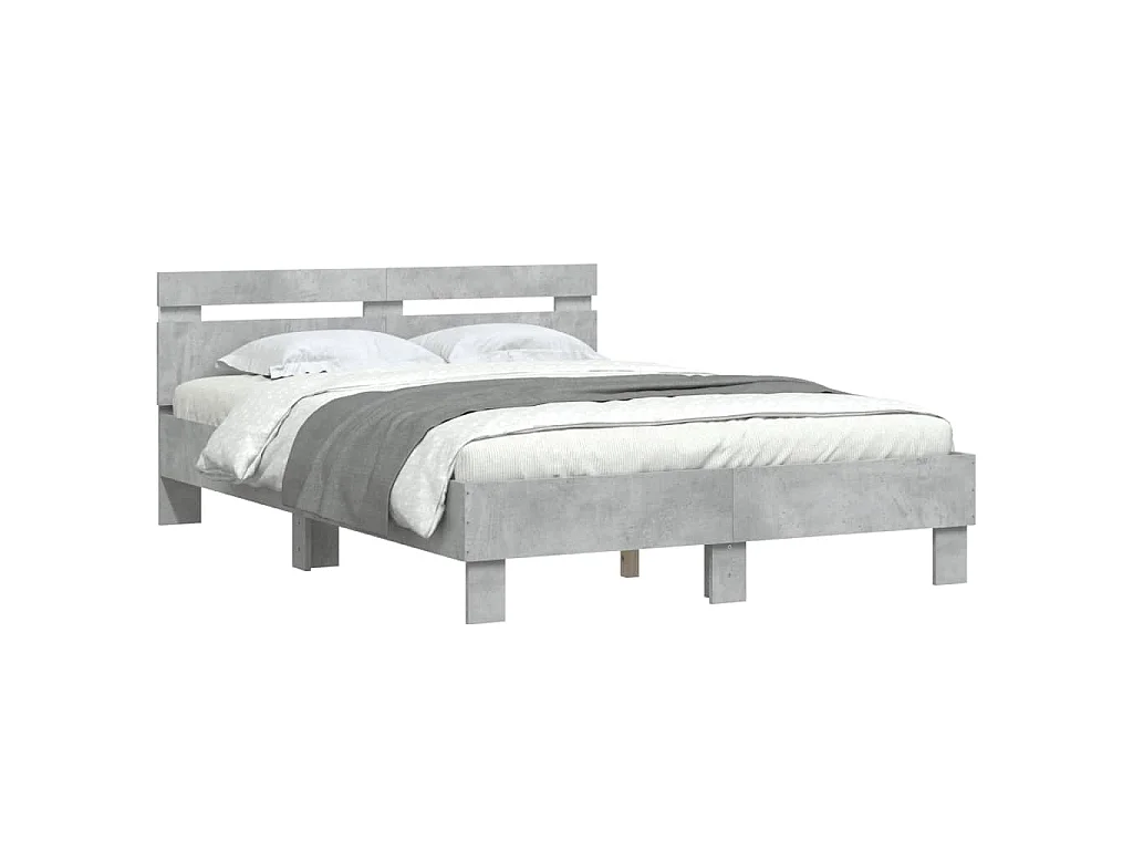 Cadre de lit avec LED sans matelas gris béton 120x190 cm