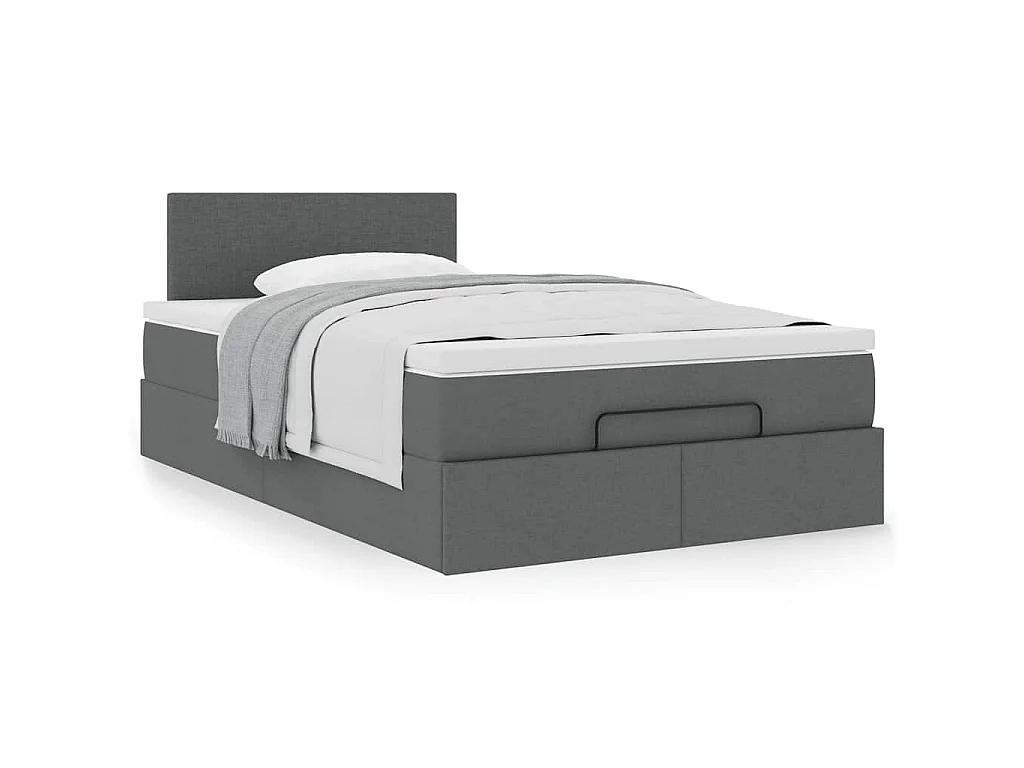 Lit ottoman avec matelas gris foncé 120x200 cm tissu