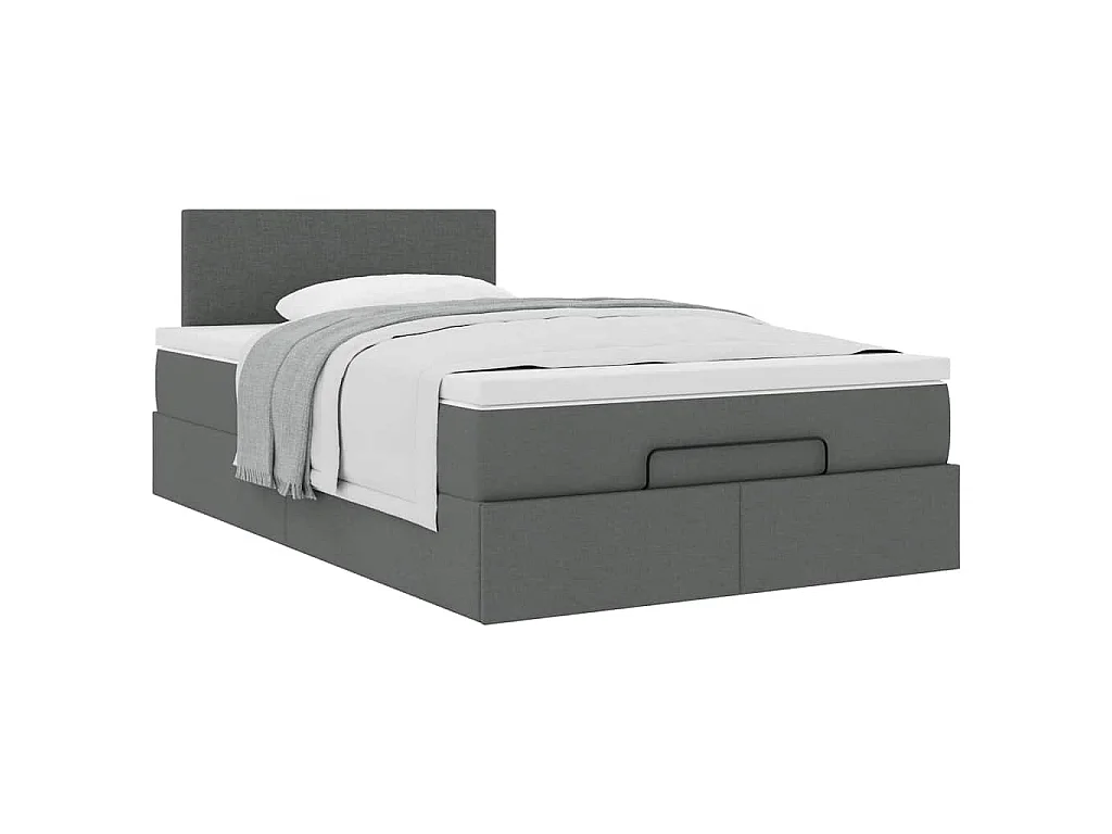 Lit ottoman avec matelas gris foncé 120x200 cm tissu