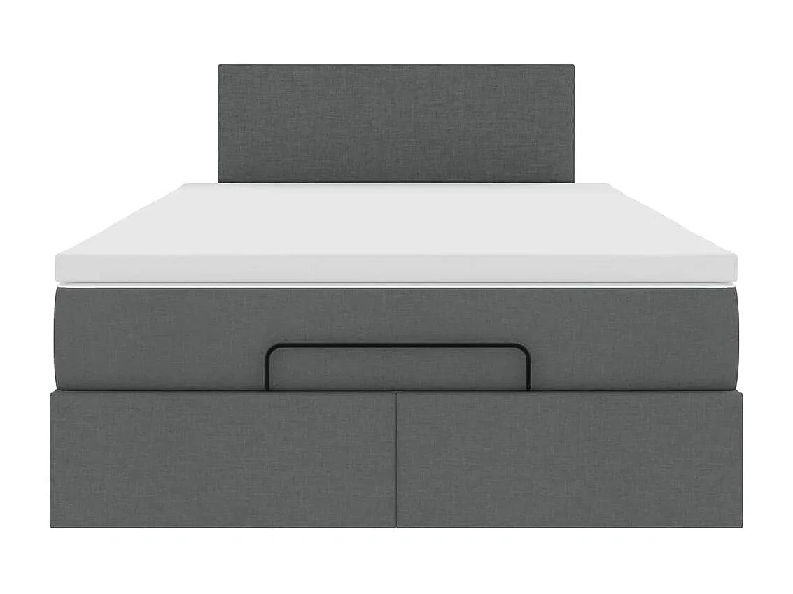 Lit ottoman avec matelas gris foncé 120x200 cm tissu