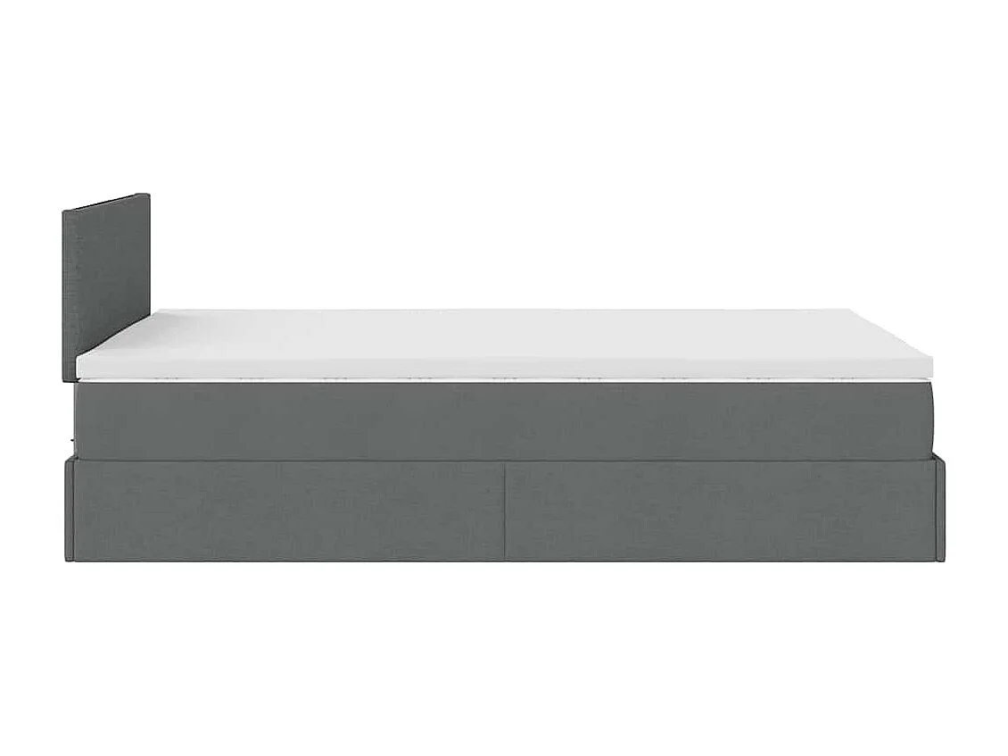 Lit ottoman avec matelas gris foncé 120x200 cm tissu