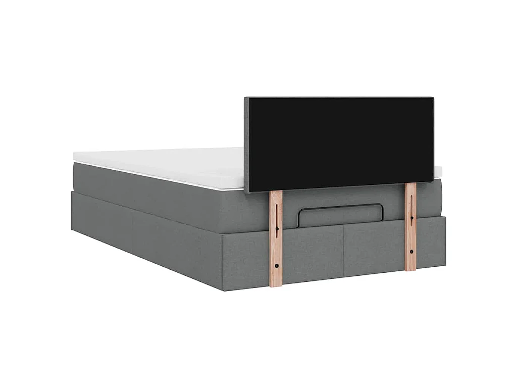 Cama otomana com colchão 120x200 cm tecido cinzento escuro