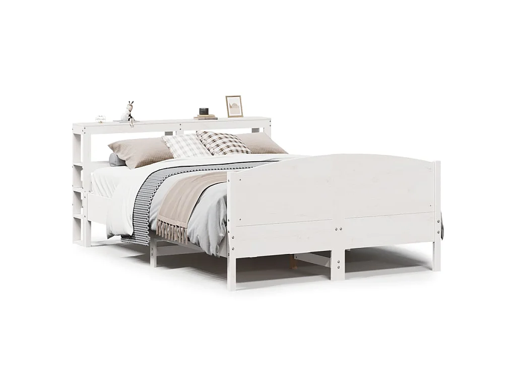 Cadre de lit sans matelas blanc 120x200 cm bois de pin massif