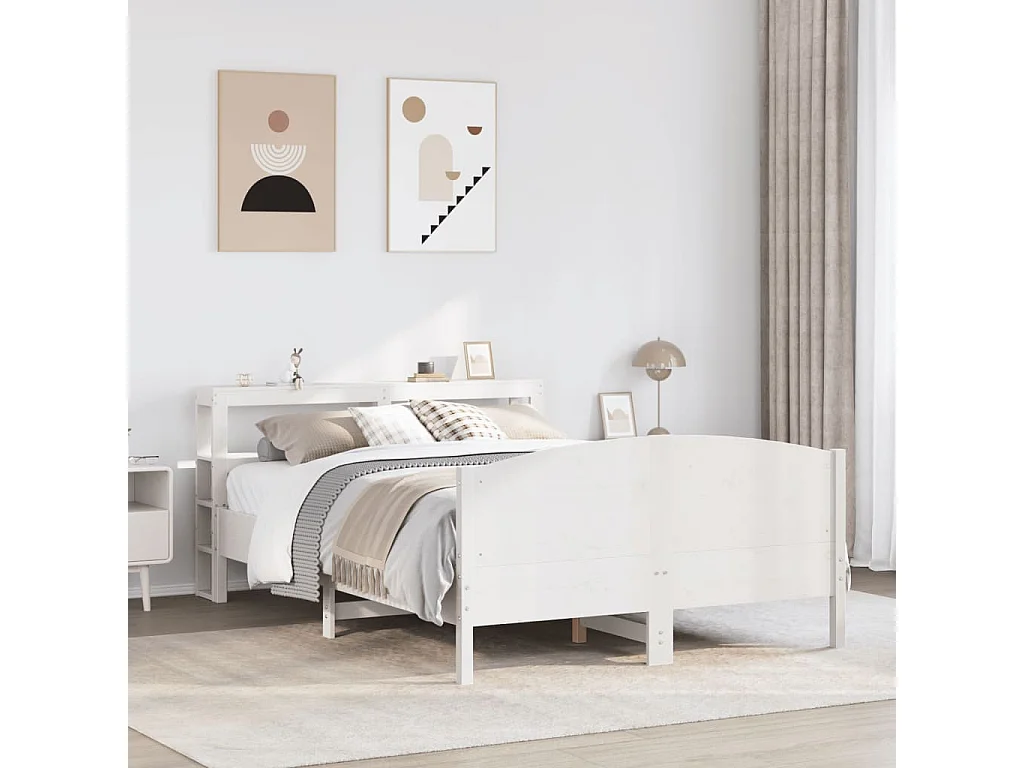 Cadre de lit sans matelas blanc 120x200 cm bois de pin massif
