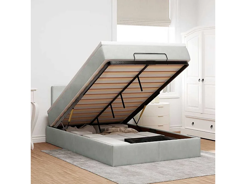 Ottoman bed met matras 120x200 cm fluweel lichtgrijs