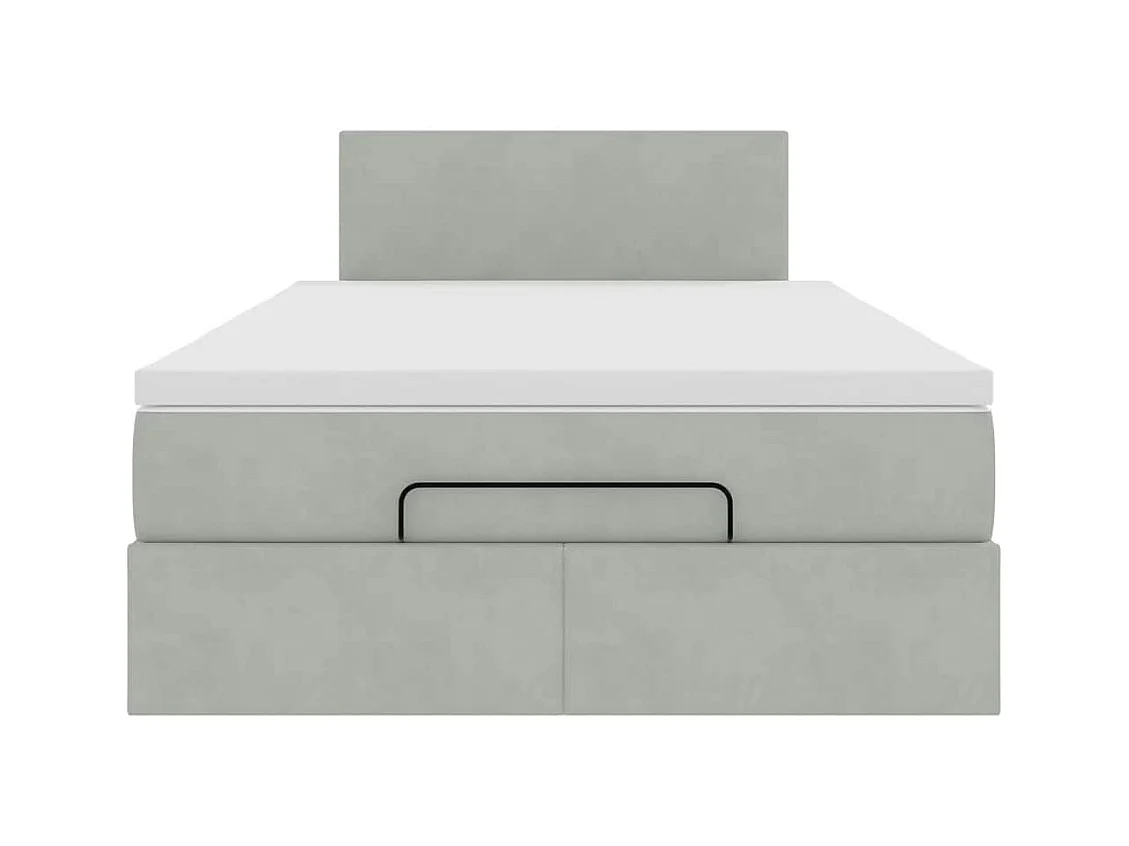 Cadre de lit ottoman et matelas gris clair 120x200 cm velours