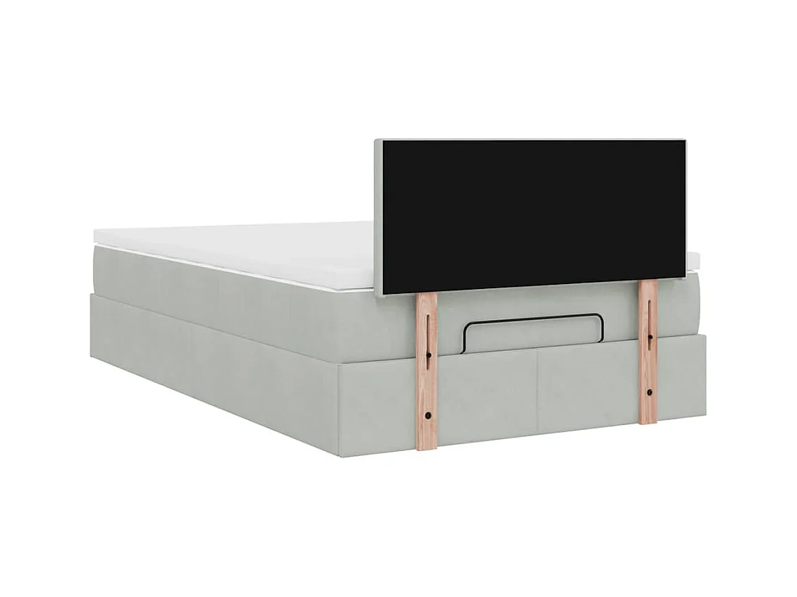 Cadre de lit ottoman et matelas gris clair 120x200 cm velours