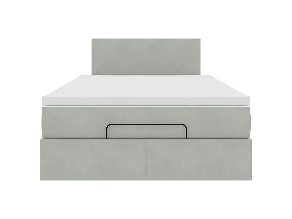 Estructura cama otomana colchón terciopelo gris claro 120x200cm