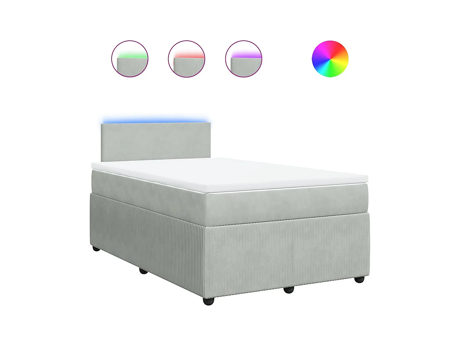 Sommier à lattes de lit et matelas gris clair 120x190cm velours