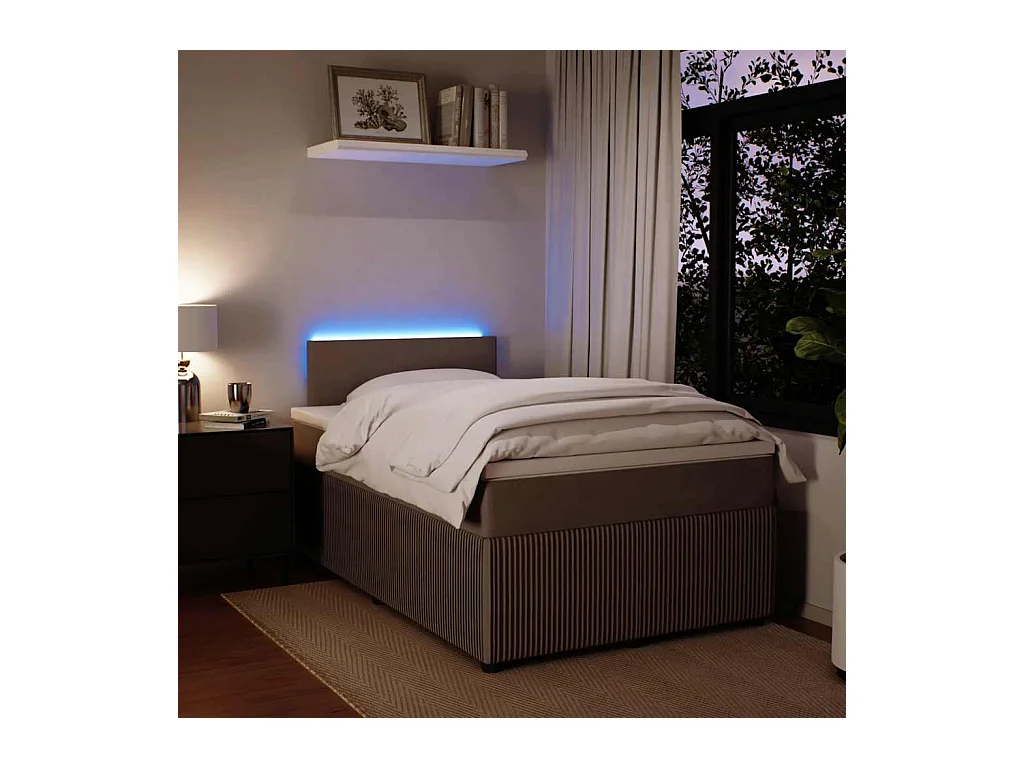 Sommier à lattes de lit et matelas gris clair 120x190cm velours