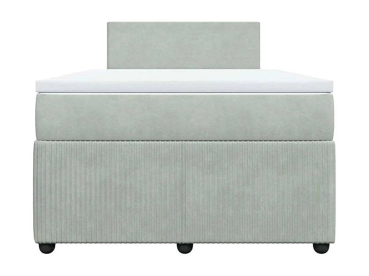 Giroletto a Molle con Materasso Grigio Chiaro 120x190cm Velluto
