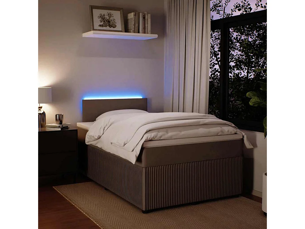 Cama box spring con colchón terciopelo gris claro 120x190 cm