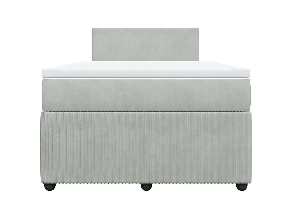 Cama box spring con colchón terciopelo gris claro 120x190 cm