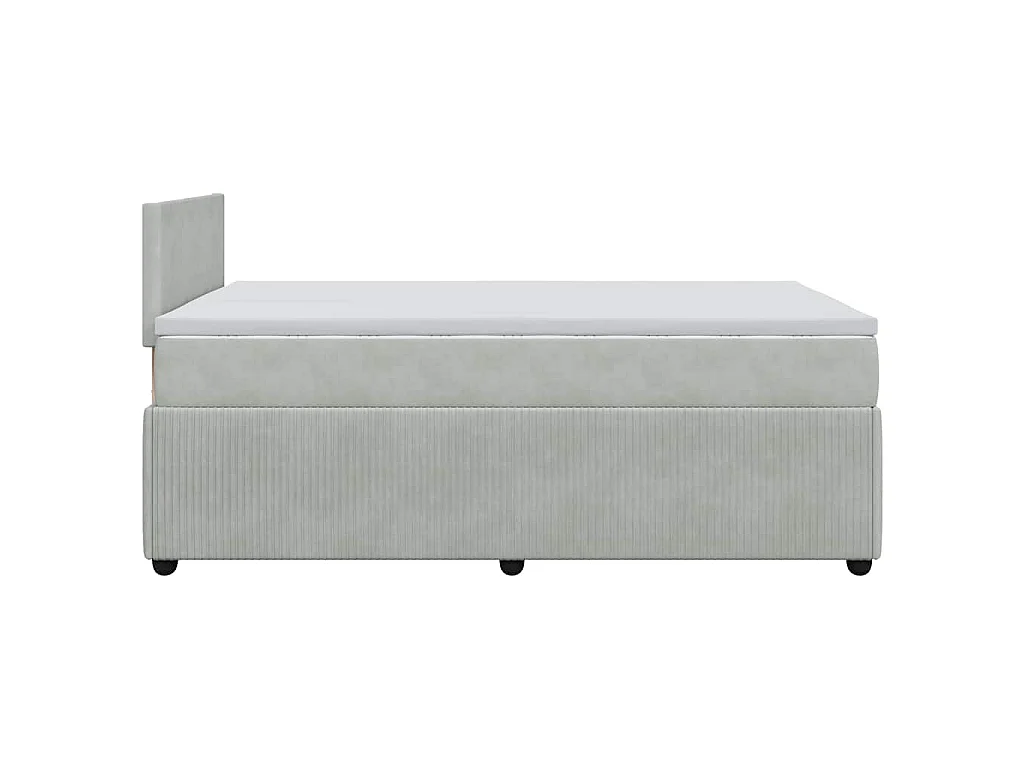 Cama box spring con colchón terciopelo gris claro 120x190 cm