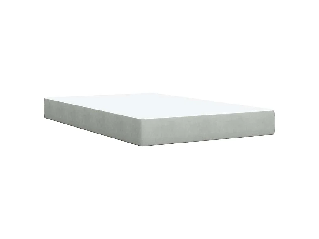 Cama box spring con colchón terciopelo gris claro 120x190 cm