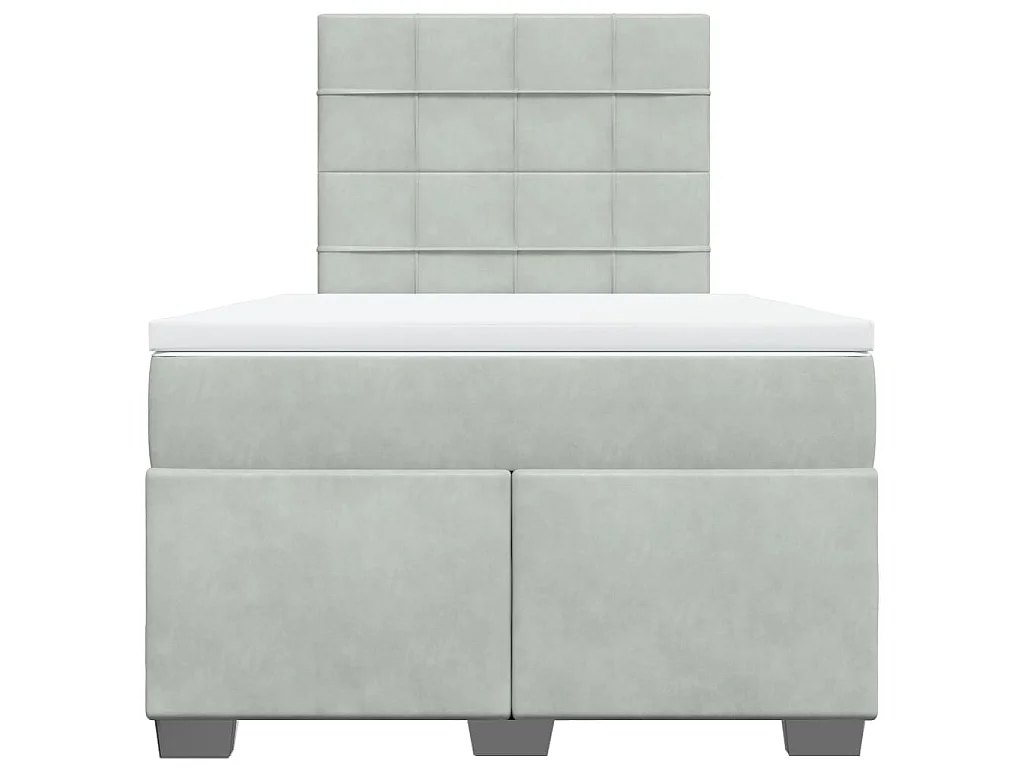 Cama box spring con colchón terciopelo gris claro 120x190 cm