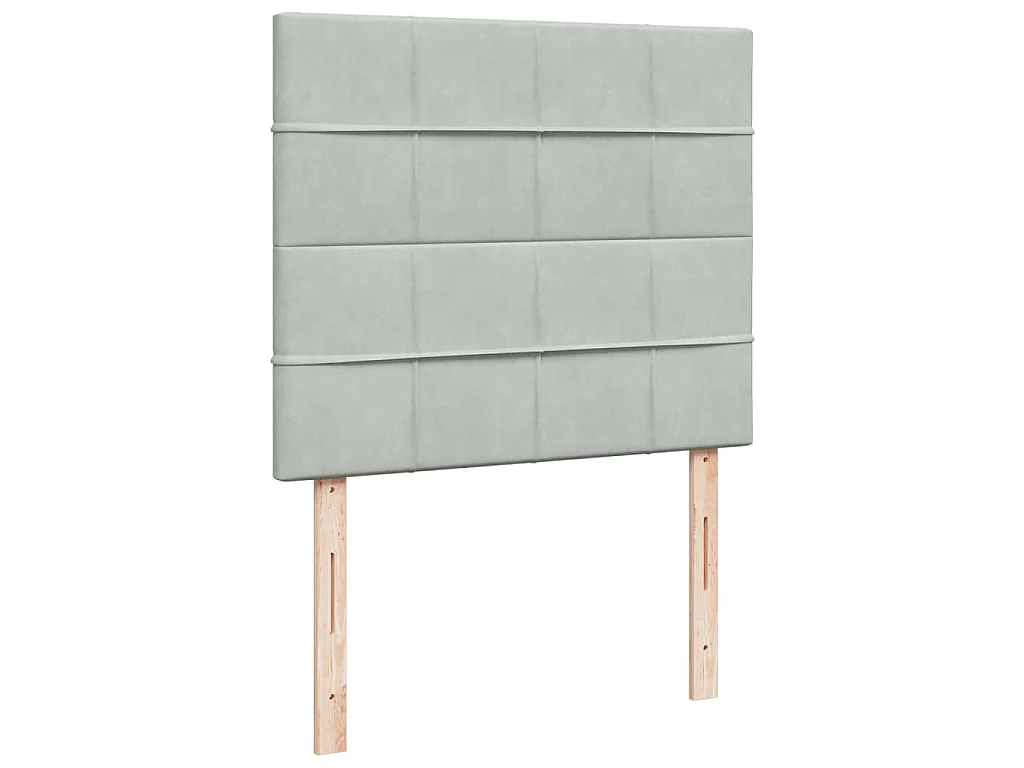 Cama box spring con colchón terciopelo gris claro 120x190 cm