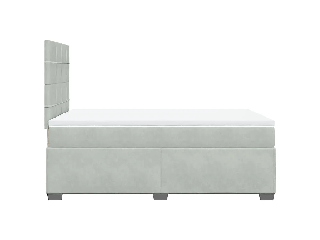 Cama box spring con colchón terciopelo gris claro 120x190 cm