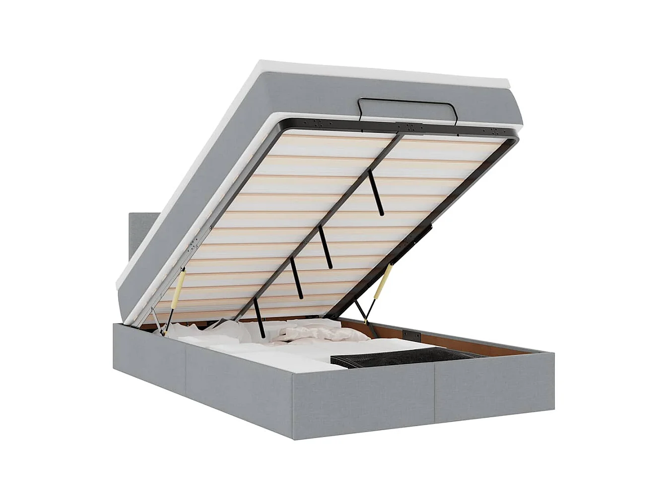 Lit ottoman avec matelas gris clair 120x190 cm tissu