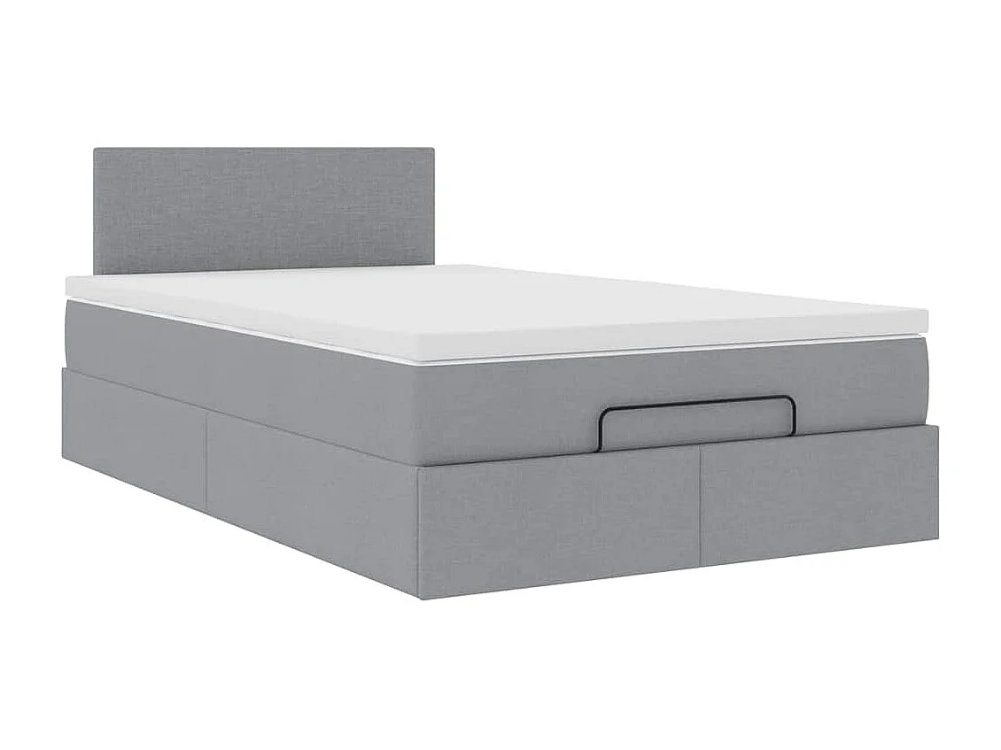 Cama otomana com colchão 120x190 cm tecido cinzento claro