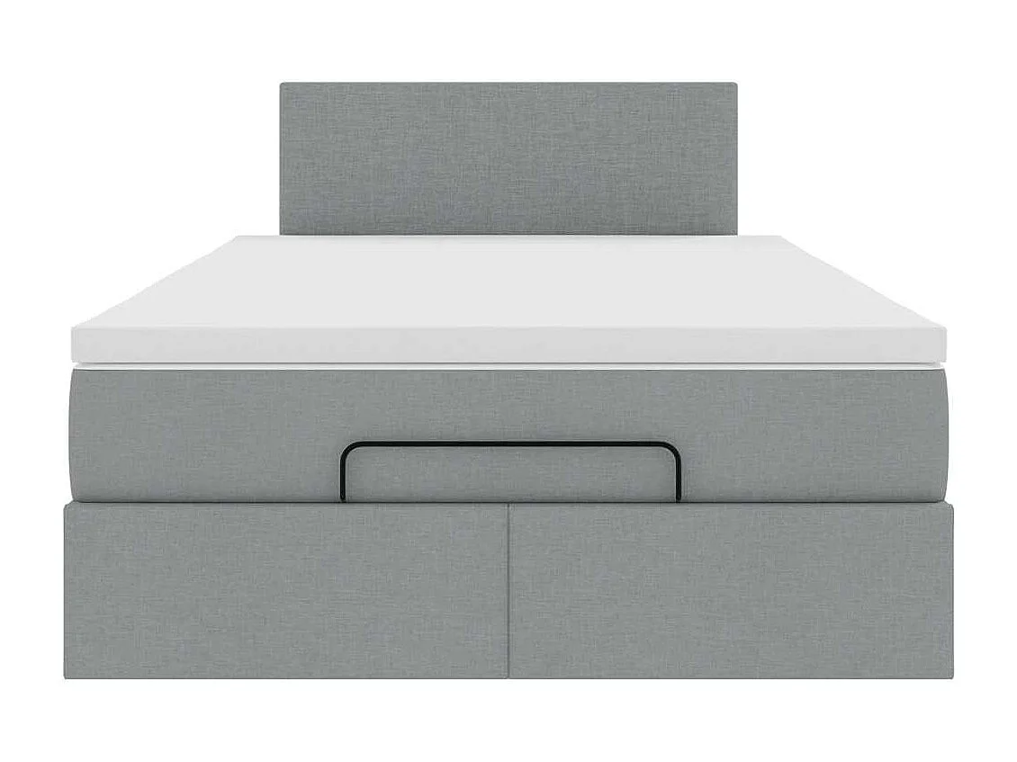 Cama otomana com colchão 120x190 cm tecido cinzento claro