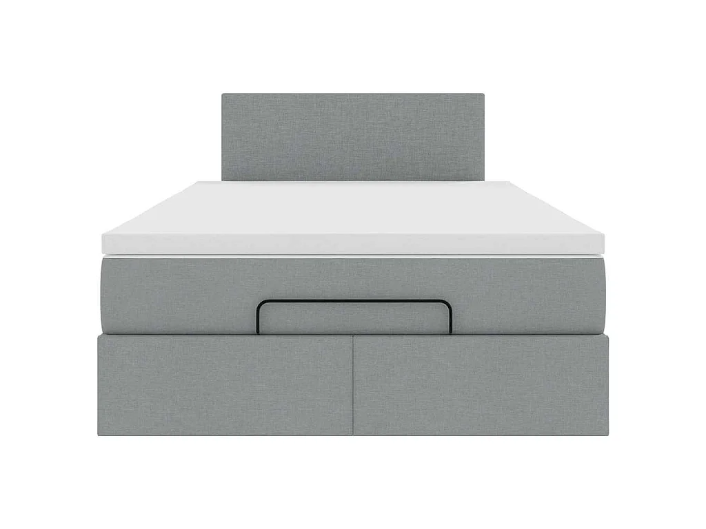 Lit ottoman avec matelas gris clair 120x190 cm tissu