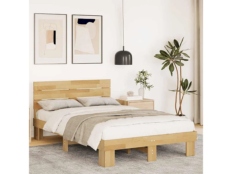 Bedframe hoofdeinde zonder matras 120x200 cm massief hout eiken