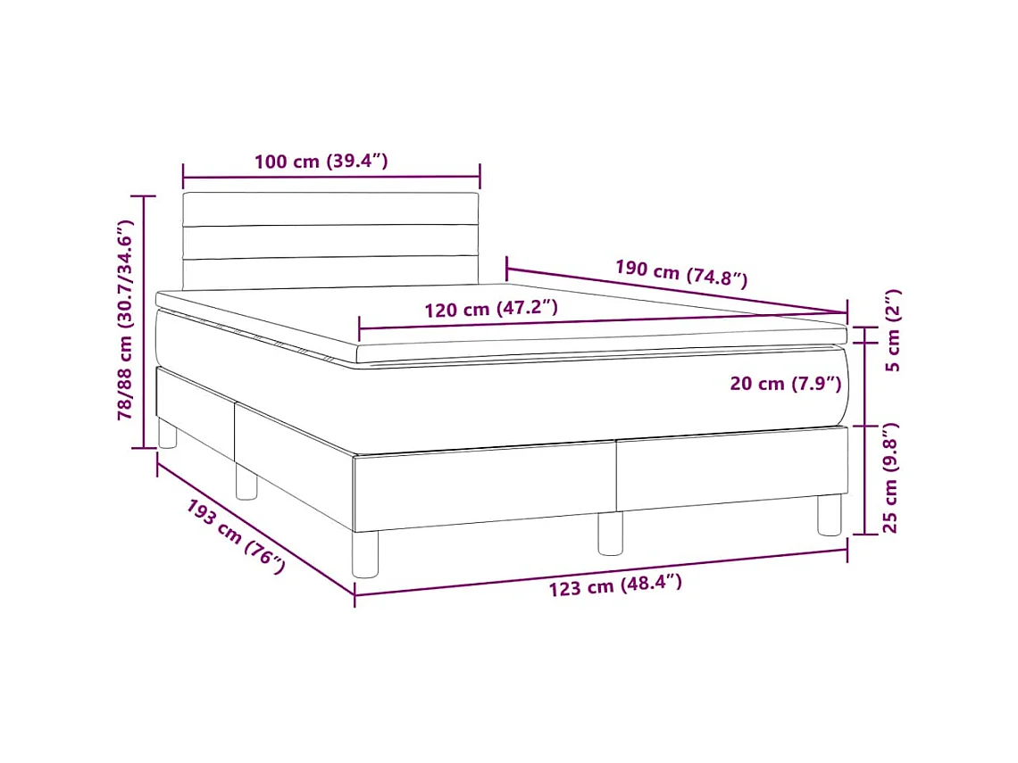 Boxspringbett mit Matratze & LED Dunkelblau 120x190 cm Samt