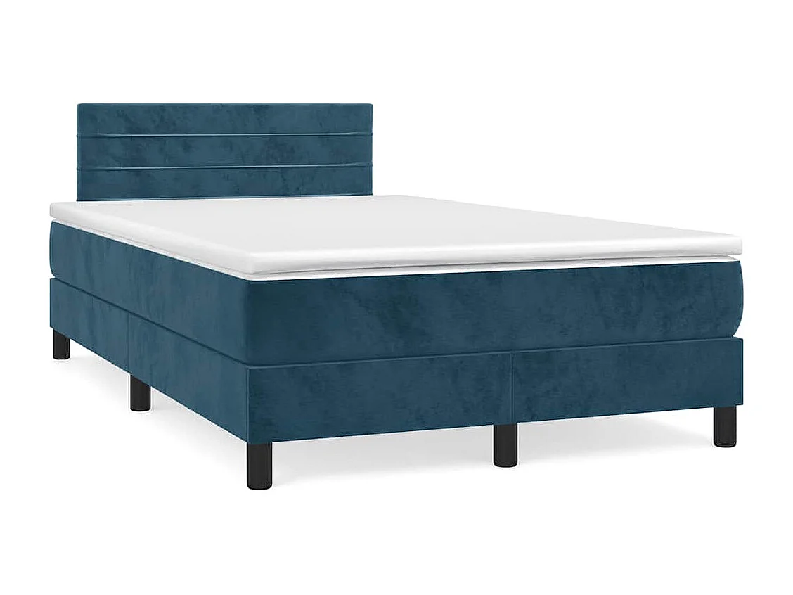Cama box spring colchón y LED terciopelo azul oscuro 120x190 cm