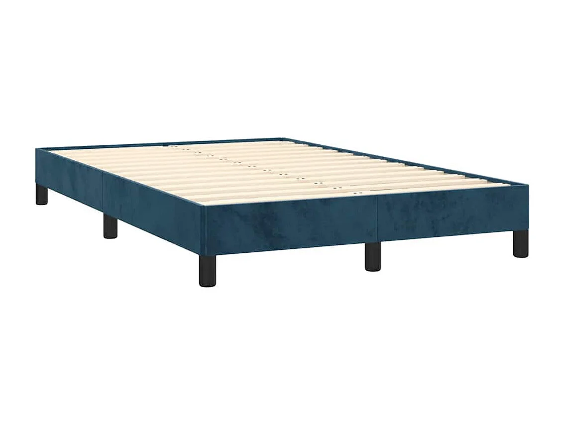 Cama box spring colchón y LED terciopelo azul oscuro 120x190 cm