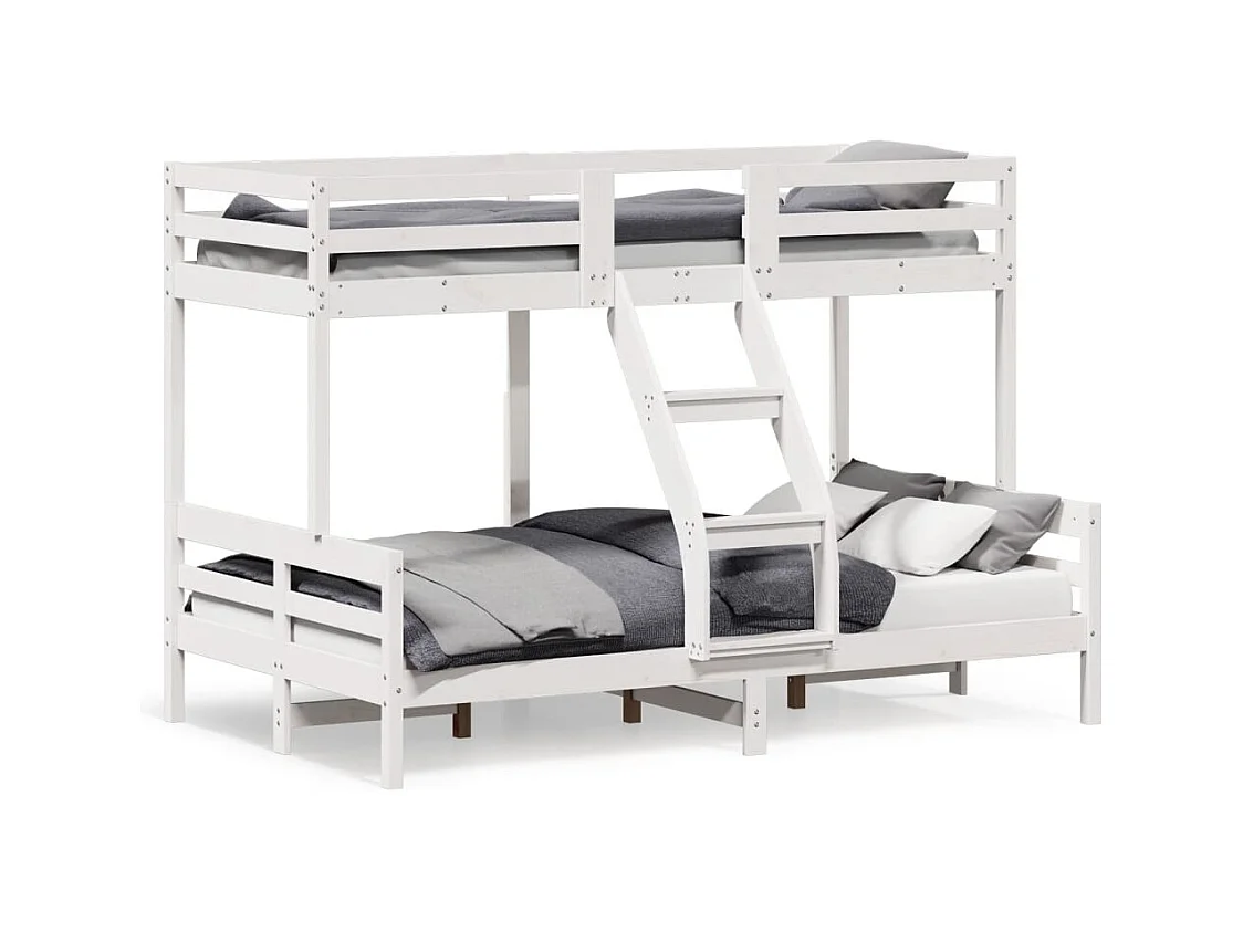 Letto a Castello 80x200/120x200cm Bianco Legno Massello di Pino