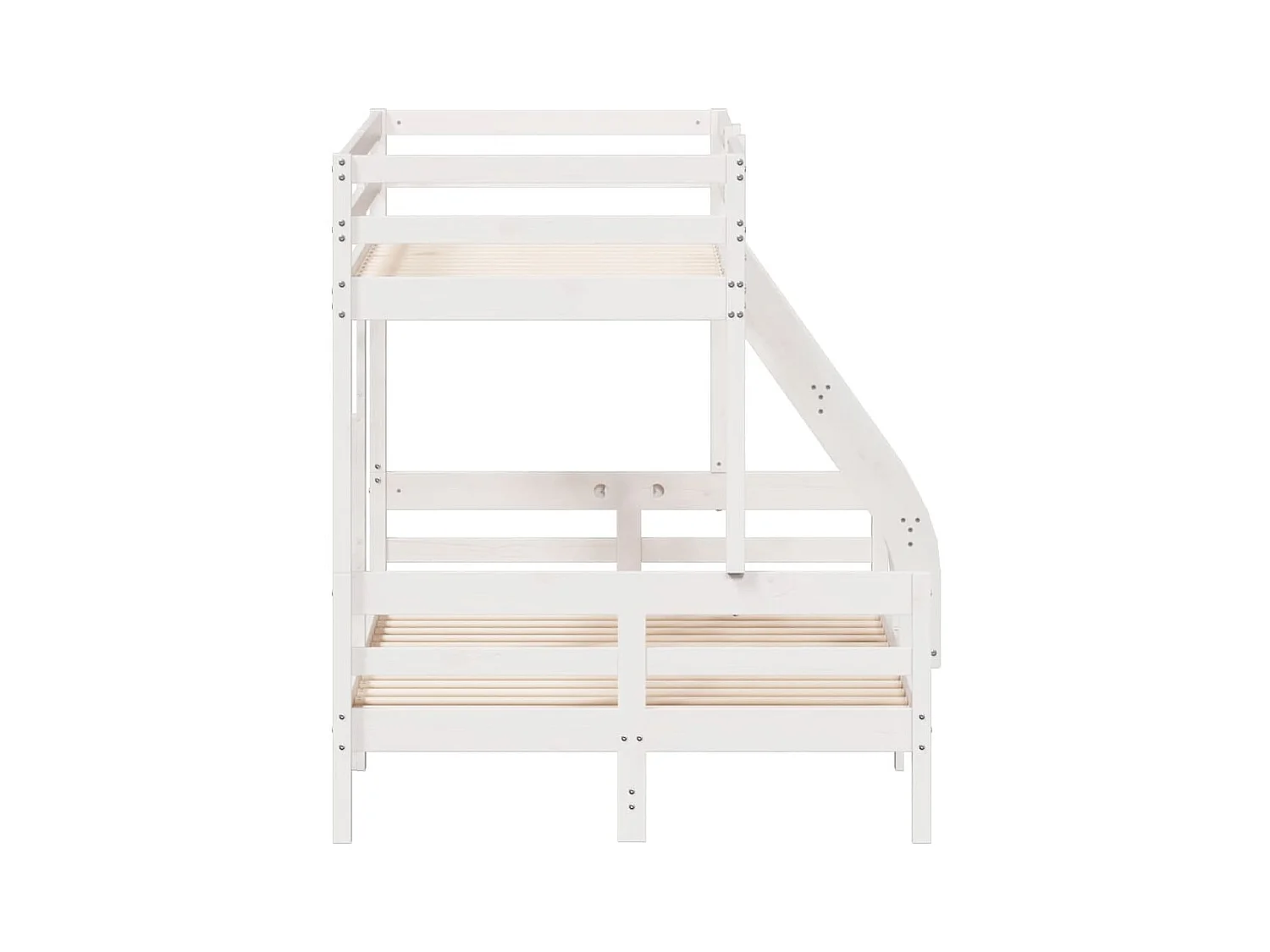 Letto a Castello 80x200/120x200cm Bianco Legno Massello di Pino