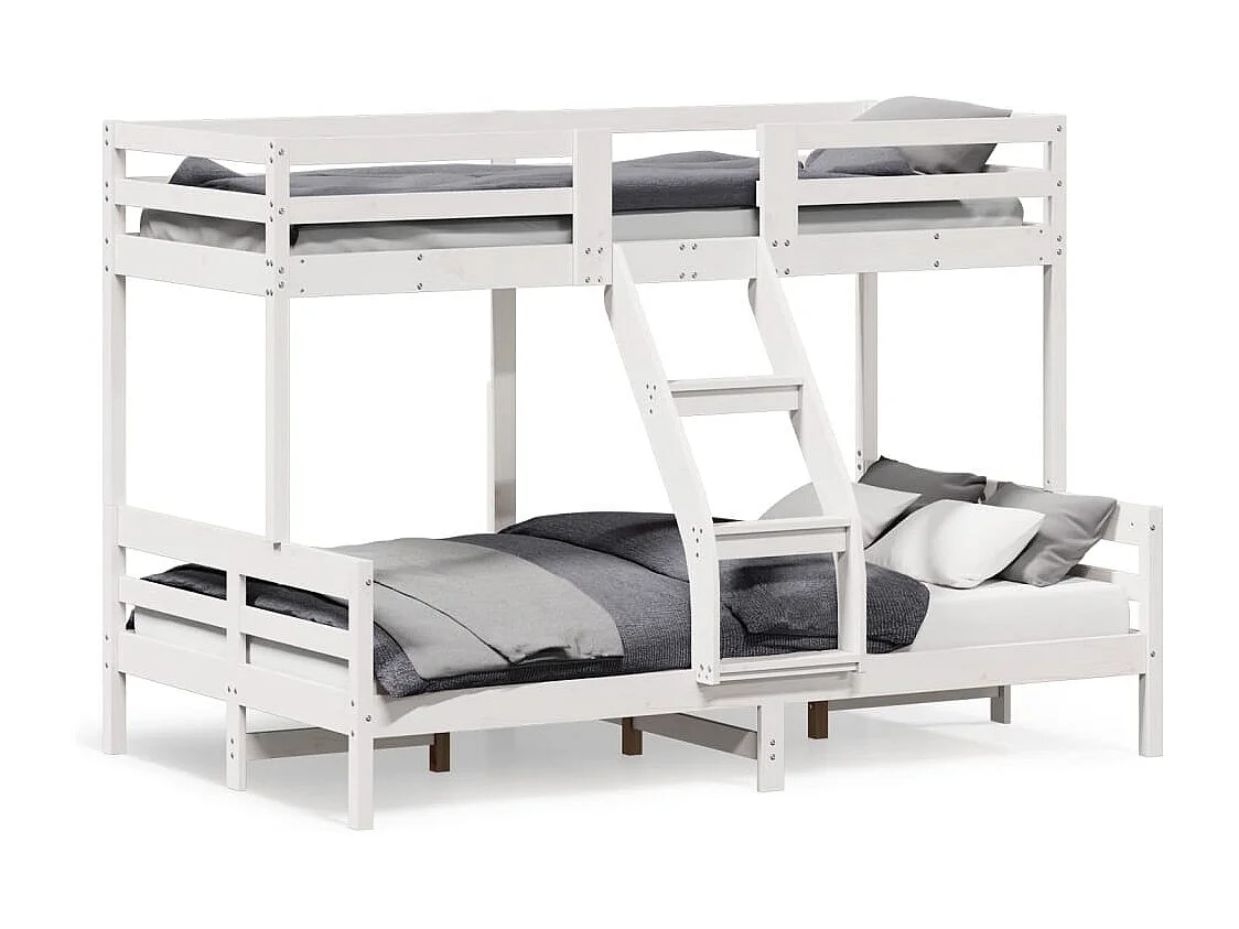 Lit superposé sans matelas 80x200/120x200 cm blanc bois massif